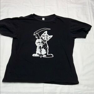 Grim reaper kitty graphic tee men’s size large pre shrunk cotton black